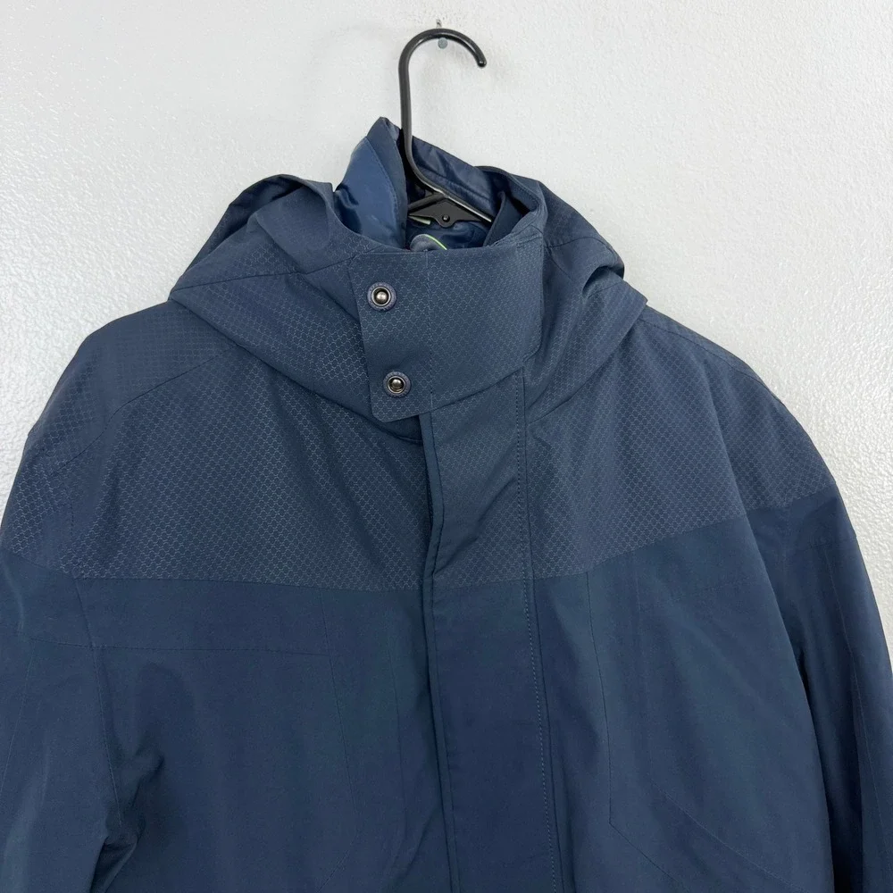 Hugo Boss Jacket Mens Large Navy Blue 3-in-1 Hooded Coat with Red Puffer Vest